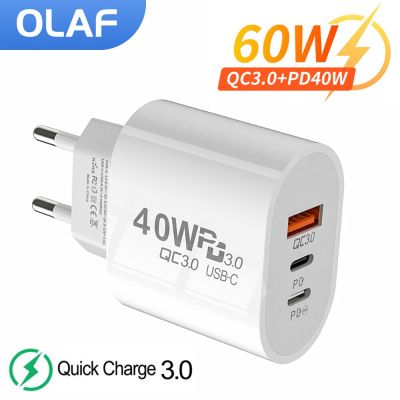 Olaf USB C R 60W ชาร์จเร็ว R 3พอร์ต Type C โทรศัพท์มือถือ R พลังงาน QC3.0อะแดปเตอร์สำหรับ Samsung