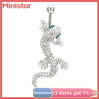 Ministar จี้ตุ๊กแกสีเขียวสำหรับผู้หญิงเครื่องประดับแบบเจาะร่างกายเซ็กซี่,จี้ห้อยสะดือทำจากสเตนเลสไม่ก่อให้เกิดอาการแพ้