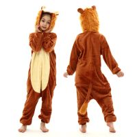 【Xiaobaide electronic】สีน้ำตาลสัตว์สิงโต Kigurumi ชุดนอนสำหรับเด็กเด็กเด็ก Homewears Onesies เด็กสาวตลกอะนิเมะเครื่องแต่งกายคอสเพลย์วัยรุ่นชุดนอน