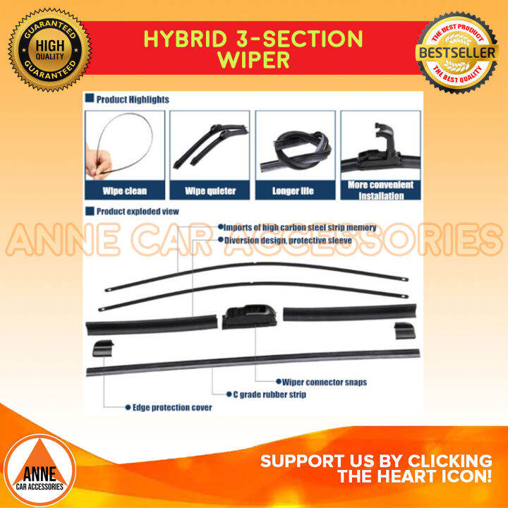 Universal Hybrid Wiper Dynastics 3 Section Type Razor Type Front Wiper