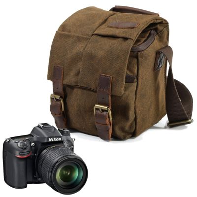 Waterproof Cover Retro Vintage Canvas DSLR Camera Bag Case For Canon Nikon Sony Panasonic Lens Pouch Photography Shoulder Bags