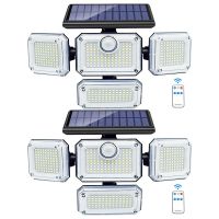 Solar Lights Outdoor Motion Sensor 333 LED Flood Lights, Solar Powered Security Lights Outside with 2 Remote Controls