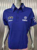 เสื้อโปโล RACING สีน้ำเงิน ปักธงหมากรุก อกกว้าง50cm ยาว60cm sizeS สินค้าลิขสิทธิ์ Yamaha แท้100%