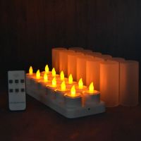 Set Of 12 Remote Controlled LED Candles Flickering Frosted Rechargeable Tea Lights/Electronics Candle Lamp Christmas Wedding Bar