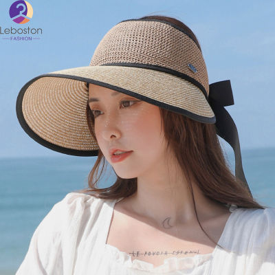 หมวกชายหาดเปล่าพับได้ดีไซน์รูปโบว์หมวกบังแดดสำหรับผู้หญิงใส่ในฤดูร้อนพร้อมปีกกว้าง