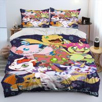 Digimon Adventure Monster Cartoon Comforter Bedding Set,Duvet Cover Bed Set Quilt Cover Pillowcase,king Queen Size Bedding Set