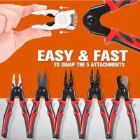 ✈▬ 5 In 1 Versatile Tool Kit Plier Tool Set Multifunct Interchangeable Pliers Head Wire Stripper Crimping Tools Sheet Metal Shear