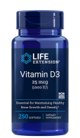 Life Extension  Vitamin D3  25 mcg (1000 IU) / 250 Softgels