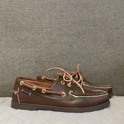 รองเท้า Sebago Docksides ของแท้-หนังพรีเมี่ยม Moc Toe มีเชือกผูกรองเท้าเรือ D002