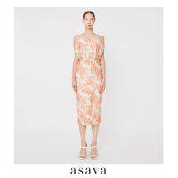 [asava ss23] Lailah Off-the-shoulder Dress เดรส ทรงสอบ เปิดไหล่ ผ้าทอลายดอกไม้ ซิปหลัง