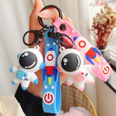 2pcs PVC Cartoon Planet Tour Astronaut Keychain Cute Astronaut Couple Chain Soft Rubber Small Pendant Key Ring Gift Aesthetic