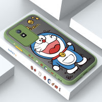 GGK เคสโทรศัพท์สำหรับ Vivo Y02A Y02T การ์ตูนโดราเอมอนน่ารักการออกแบบลวดลายลายขอบด้านข้างแมวน่ารักเคสแข็งมีน้ำค้างแข็งโปร่งใสเด็กหญิงเด็กชายกันกระแทกฝาครอบเคสป้องกันกล้อง