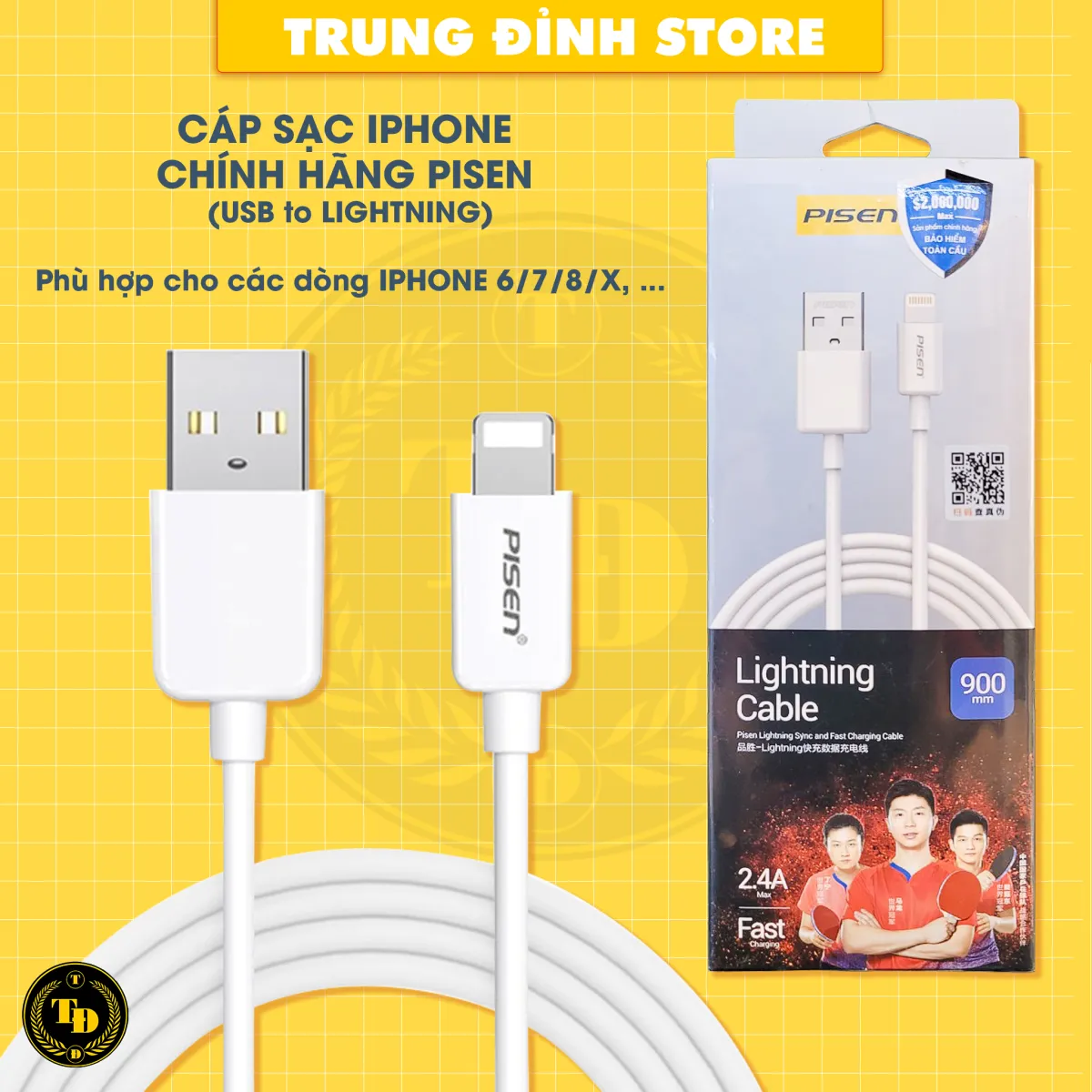Cáp Sạc USB To LIGHTNING  Dành Cho Iphone 6/7/8/X 