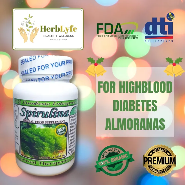 HerbLyfe Spirulina 100 Tablets 250mg for Highblood, Diabetes and