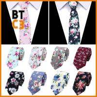 BTC3 6 cm ดอกไม้ลายลูกน้ำ ผ้าฝ้ายผูกเน็คไท น่ารักน่ารักๆ ลายดอกไม้ดอกไม้ Cravat แฟชั่นสำหรับผู้หญิง สง่างามเรียบหรู อุปกรณ์เสริมเสื้อ ชายหญิง