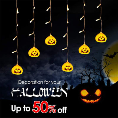 Halloween Decoration Led Lights Skull Pumpkin LED Curtain String Lights 3D Halloween Ghost Lantern Party Home Party DIY Decor