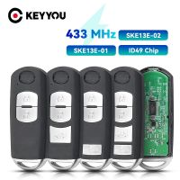 KEYYOU ปุ่มควบคุมระยะไกลอัจฉริยะ433Mhz,เหมาะสำหรับ MAZDA CX-3 Axela CX-5 Atenza SKE13E-01 SKE13E-02 2/3/4ปุ่ม ID49ชิป