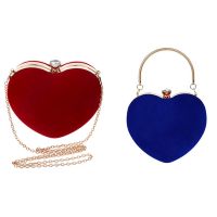 2 Pcs Heart Shape Clutch Bag Messenger Shoulder Handbag Tote Evening Bag Purse, Red &amp; Blue