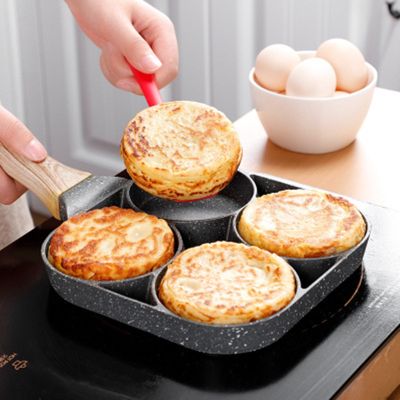 Four-hole Frying Pot Pan Thickened Omelet Pan Non-stick Egg Pancake Steak Pan Cooking Egg Ham Pans Breakfast Maker Cookware