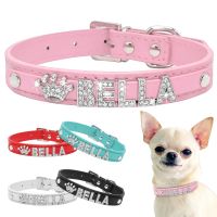 【CW】 Rhinestone Dog Collars Personalized Small Dogs Chihuahua Collar Custom Necklace Name Charms Accessories