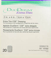 DuoDERM Extra Thin 5cm x 10cm, CGF Sterile Self-Adhesive Hydrocolloid Dressing, Low Friction, Flexible, Latex-Free, Waterproof, 20ct