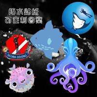 [COD] Customized marine diver waterproof name stickers scuba free flippers Fin suitcase car