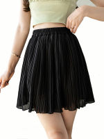 Fashion Womens Elastic Waist Slim Pleated Short skirts A Line Summer Casual skirts