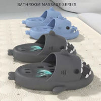 New Designer Luxury Men Massage Shark Slippers Uni Non-slip Bathroom Hollow Shark Slides Funny Women Beach Sandals Flip Flops