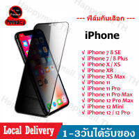 ฟิล์มกระจก เต็มจอ iPhone กันมองกันเสือก iPhone 13 Pro Max 12 Pro Max SE 2020 6 6S 7 8 Plus X XR XS Max 11 Pro Max  C15