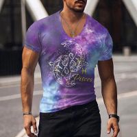 Twelve Constelled MenS T -Shirts Fashion Funny Top Summer Street Tee Short -Sleeved Clothing Large Size Casual T-Shirt For Men