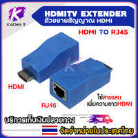 หัวแปลง HDMI เป็นสายแลน RJ45 เส้นเดียว รองรับ HD 4K ชุด 2 ตัว (รับ-ส่ง)HDMI Extender to RJ45 Over Cat 5e/6 Network LAN Ethernet Adapter Blue HW