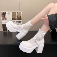 Fashion White Platform Pumps For Women Super High Heels Buckle Strap Mary Jane Shoes Woman Goth Thick Heeled Party Shoes Ladies