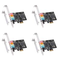 4X PCIe Sound Card 5.1, PCI Express Surround Card 3D Stereo Audio with High Sound Performance PC Sound Card CMI8738 Chip