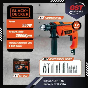 BLACK & DECKER Hammer Drill 10mm with Toolbox & Accessories (TP555KPR-XD)