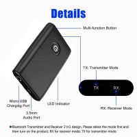 2-in-1 Audio Transmitter Bluetooth-compatible 3 5mm Output Receiver AUX Stereo Adapter Stainless Steel Home Office