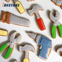 6Pcs Hardware Tools Baking Mold Hammer Saw Pliers Cutter Icing Cookies Steamed Bread Mould Boys Birthday DIY Cake Decoration