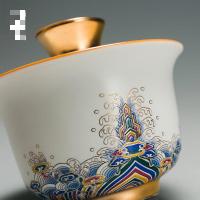 Jingdezhen เซรามิค Tureen ชุดน้ำชาจีน Porcelain Handpainted สีเคลือบ Dehua พอร์ซเลนสีขาว Handmade Gaiwan ถ้วยชา