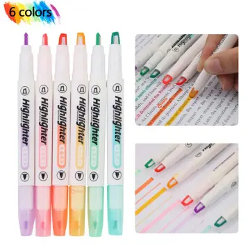 6Pcs Colorful Double Ended Highlighters Painting Marker Pen Clear