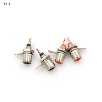 FUYU 4pcs เครื่องขยายเสียงโลหะ RCA Phono แชสซีคอนเน็กเตอร์ซ็อกเก็ตตัวเมีย