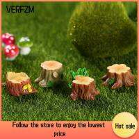 VERFZM SHOP 6Pcs เรซิน เครื่องประดับตอไม้ ของขวัญในสวน สีเหลืองทาเล็บ ภูมิทัศน์ขนาดเล็กของมอส ของใหม่ รูปแกะสลักขนาดเล็ก ของตกแต่งสวน