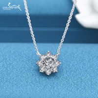 COLORFISH 100 925 Sterling Silver Round 0.8ct High Carbon Diamond Pendant Women Simplicity Sun Flower Modeling Necklace Jewelry