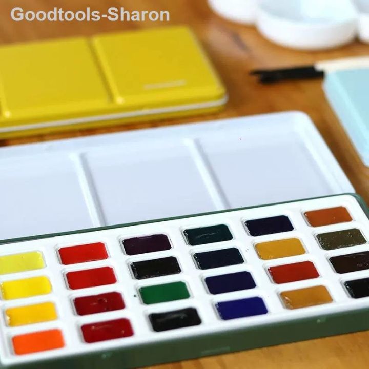 goodtools-sharon-กล่องเปล่า-สีน้ำที่มีศักยภาพ16สี24สีกล่องเปล่าสีขาวรูปวาดสีน้ำทึบกล่องเปล่า1758