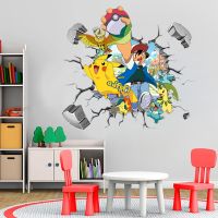 ♨☑ Pokemon wall stickers Ash Ketchum Pikachu poster childrens toys birthday Christmas gift living room decorations free delivery