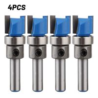 4pcs 6mm 45mm Shank Flush Trim Router Bit Blade Template รูปแบบ Bit Bearing 1/4－Straight End Mill สําหรับงานไม้ Dia 12mm