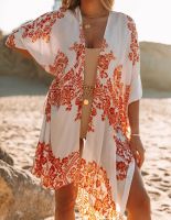 WeHello New Women S Beachwear Blouse Cover-Ups Summer Kimono Cardigan Floral Printed Casual Shawl Chiffon Shirt