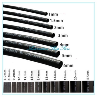 Round Diameter 1mm/1.5mm/2mm/2.5mm/3mm/3.5mm/4mm Length 5M Heat Shrink Tubing Shrinkable Tube Black Wire Wrap Cable Management