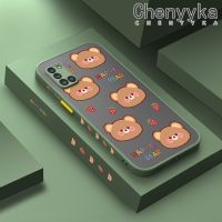 Chenyyka เคสโทรศัพท์ปลอกสำหรับ Samsung กาแลคซี M31 A31การ์ตูนหมีมีความสุขขอบสี่เหลี่ยมดีไซน์ใหม่บางฝ้ากันกระแทกเคสป้องกันเลนส์กล้องคลุมทั้งหมดปลอกซิลิโคน