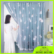 Rèm treo tường che cửa sổ cực đẹp 2 lớp, dán tường ko cần khoan