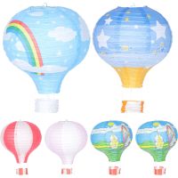 6 Pcs Hot Air Balloon Lantern For Festival Chinese Paper Lanterns LED Portable New Year Hanging Party Decoration Japandi