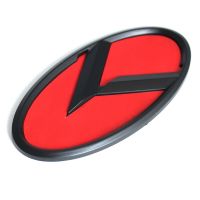 1pc Red Black K Logo 165mm Carbon Fiber Front Grill Trunk Rear Emblem Decal For Coreano Sedona Sportage Sorento